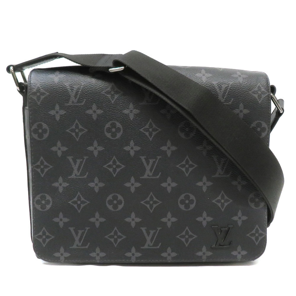 Louis Vuitton District Top Handle Bag Leather Black Gray